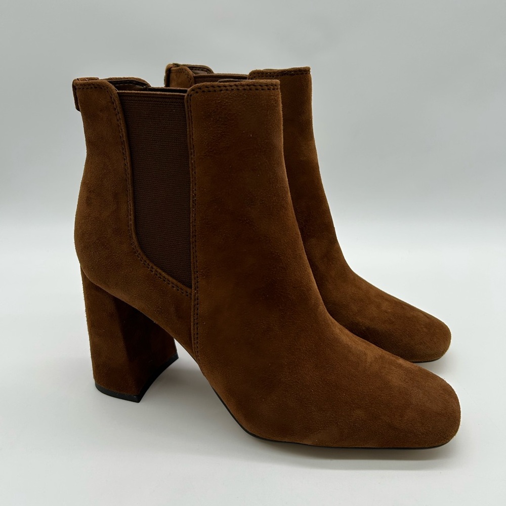 Sam Edelman Chiara Suede Block Heel Ankle Boots Brown Size 9M New With Box